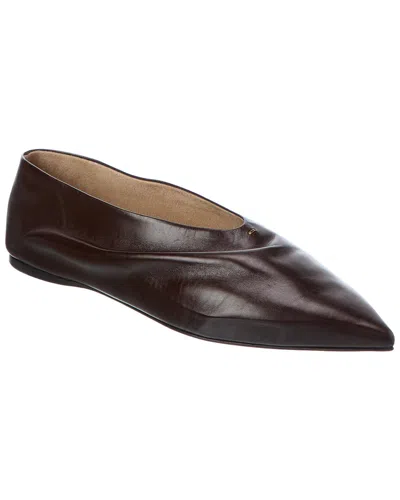 Khaite Mariam Leather Ballerina Flat In Brown