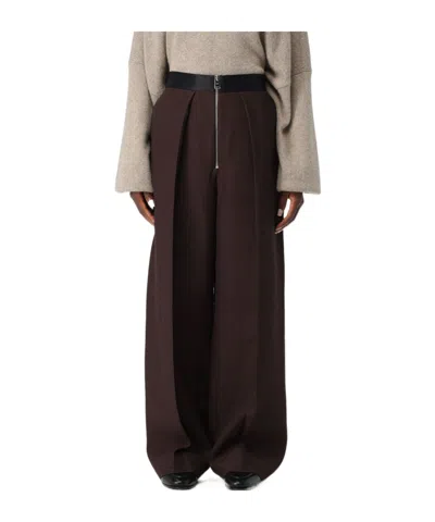Khaite Marine Brown Viscose Blend Pants