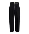 Khaite Marine Pleated Wide-leg Pants With Zipper Front In Black
