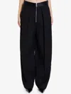 Khaite Marine Pleated Wide-leg Pants With Zipper Front In Black