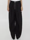 Khaite Marine Pleated Wide-leg Pants With Zipper Front In Multi
