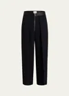 Khaite Marine Pleated Wide-leg Pants With Zipper Front In Black
