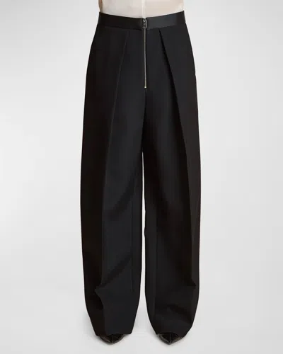 KHAITE MARINE PLEATED WIDE-LEG PANTS WITH ZIPPER FRONT