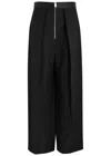 Khaite Marine Pleated Wide-leg Pants With Zipper Front In Black