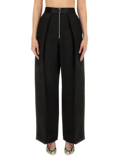 Khaite Marine Zipped Crepe Wide-leg Pants In Black
