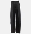 Khaite Marinta High-rise Satin Wide-leg Pants In Black