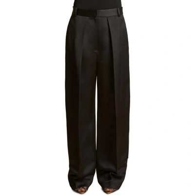 Khaite Teyana Pleated Woven Wide-leg Pants In Black