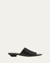 Khaite Marion Leather Slide Sandals In Black