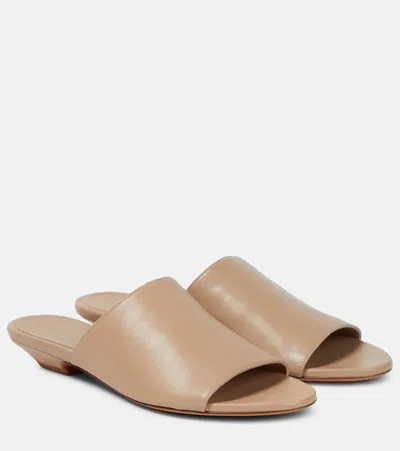 Khaite Marion Leather Slides In Beige