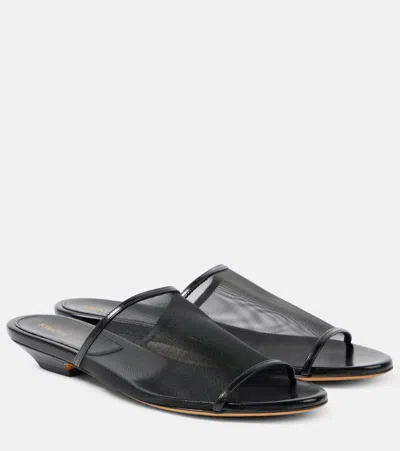 Khaite Marion Mesh Slide Sandals In Black