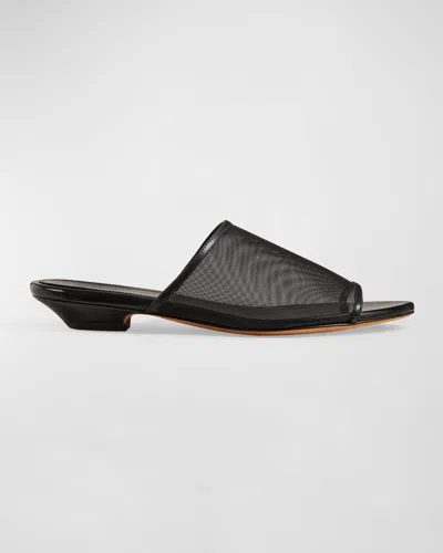 Khaite Marion Mesh Slide Sandals In Black