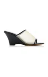 Khaite Marion Leather And Mesh Wedge Mules In Neutral