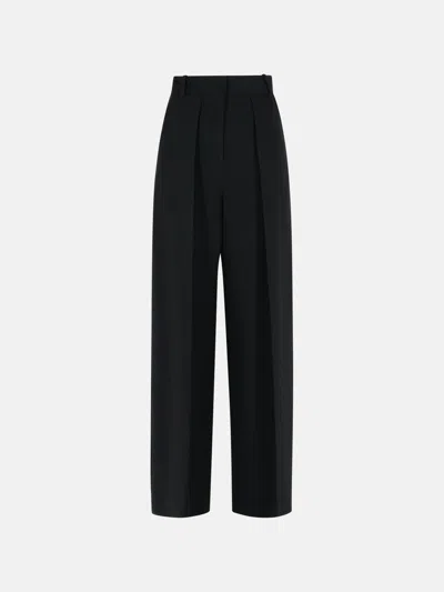 Khaite Teyana Pleated Woven Wide-leg Pants In Black