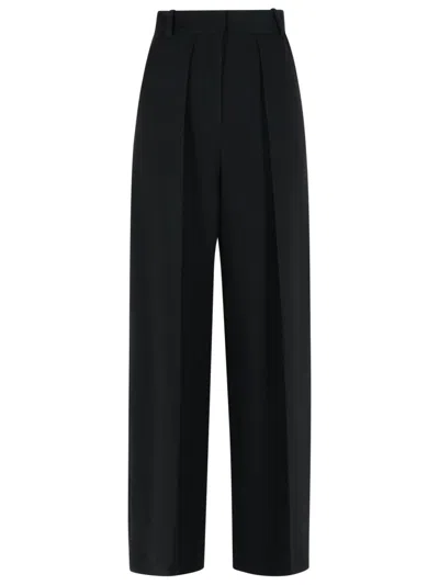 Khaite August Pleated Crepe Trousers In Black