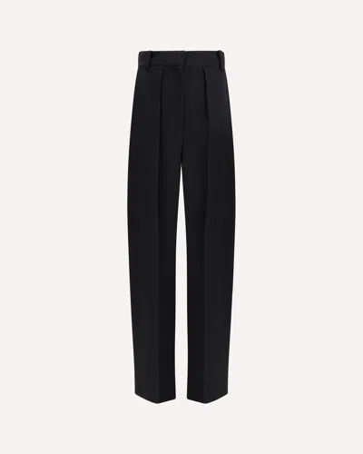 Khaite Womens Maris High-rise Straight-leg Wool-blend Trousers Black