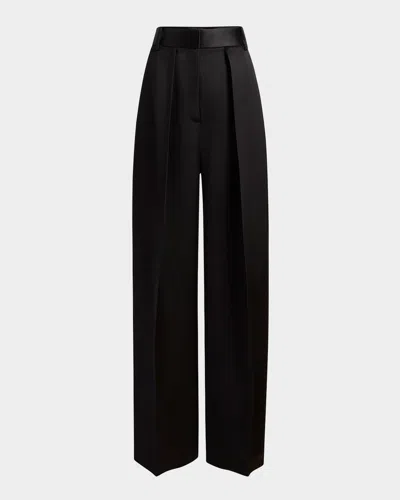Khaite Maris Pleated Straight-leg Pants In Black