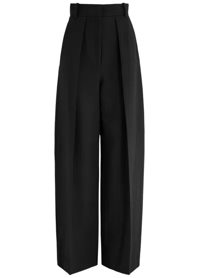 Khaite Maris Wide-leg Woven Trousers In Black