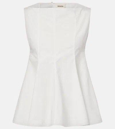 Khaite Marita Paneled Cotton-poplin Blouse In White
