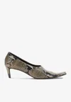 Khaite Marlene Snake-effect Leather Pumps In Multi