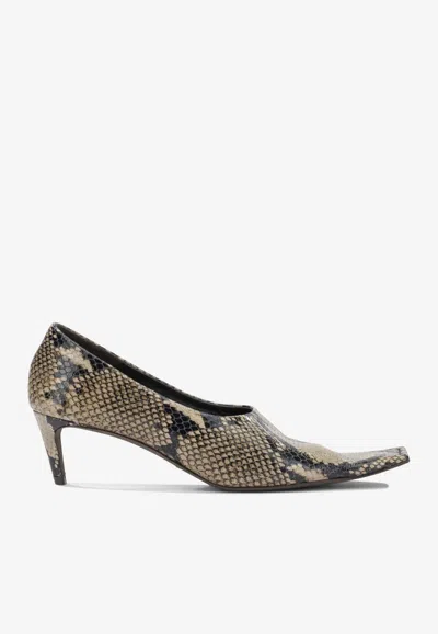 Khaite Marlene 50 Python Print Leather Pumps In Multi