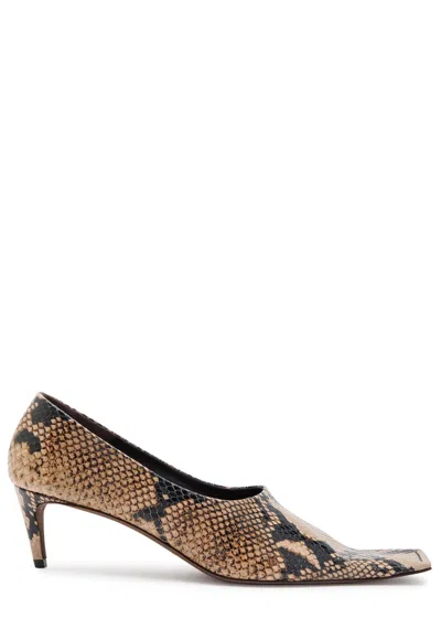 Khaite Marlene 50 Snake-effect Leather Pumps In Brown