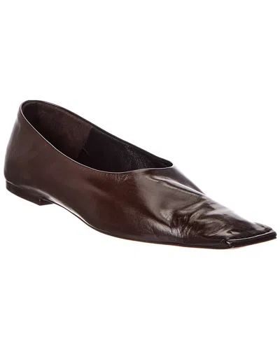 Khaite Marlene Leather Ballerina Flat In Brown
