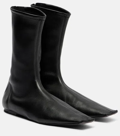 Khaite Marlene Leather Ankle Boots In Black