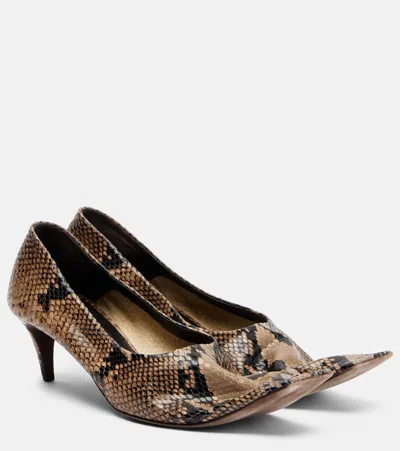 Khaite Marlene Snake-effect Leather Pumps In Sand