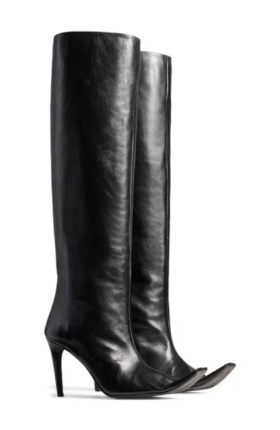 Khaite Marlene Square Toe Knee High Boot In Black