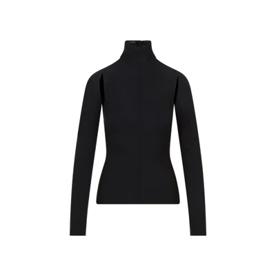 Khaite Marlowe Cutout Open-back Merino Wool Top In Black