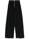 Khaite Marine Pleated Wide-leg Pants With Zipper Front In 黑色