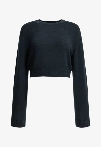 Khaite Masie Cropped Sweater In Blue
