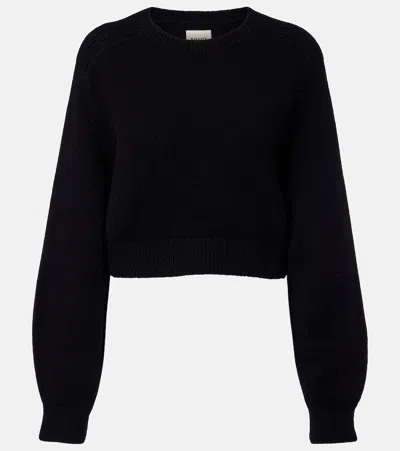 Khaite Masie Cropped Wool And Cashmere Sweater In Black