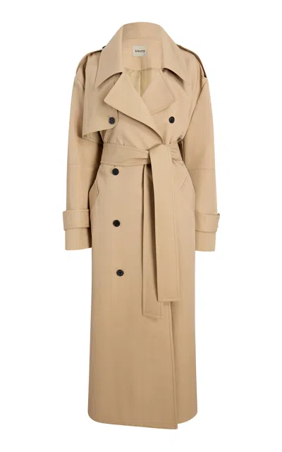 Khaite Maslow Cotton-nylon Twill Trench Coat In Tan