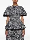 Khaite Mathilde Bubble-sleeve Peplum Top In Black