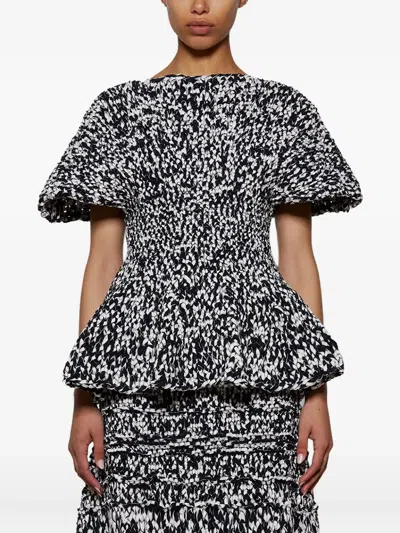 Khaite Mathilde Bubble-sleeve Peplum Top