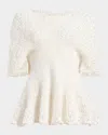 Khaite Mathilde Peplum Batwing Cotton Top In Glaze