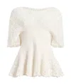 Khaite Mathilde Peplum Batwing Cotton Top In White
