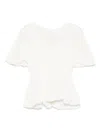 Khaite Mathilde Peplum Batwing Cotton Top In White