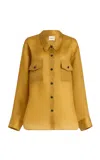 Khaite Matteo Compact Silk Organza Shirt In Yellow