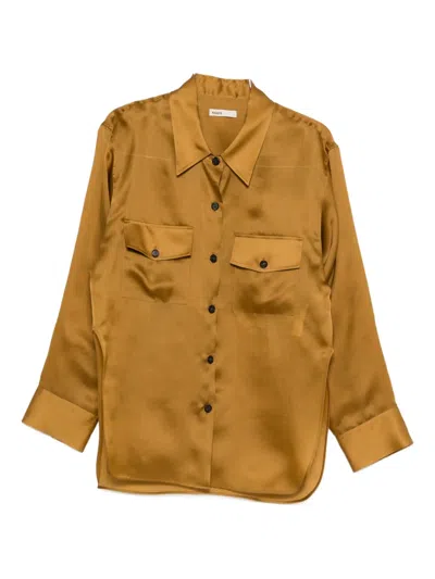 Khaite Matteo Long Sleeve Blouse In Brown