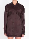 Khaite Matteo Shirt With Button-front And Flap Pocket In Brown