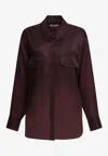 Khaite Womens Almandine Matteo Relaxed-fit Silk Shirt In Animal Print