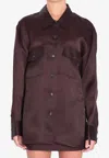 Khaite Matteo Shirt With Button-front And Flap Pocket In Burgundy