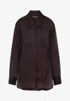 Khaite Matteo Silk Shirt In Brown