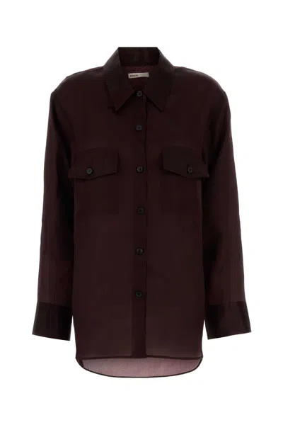 Khaite Aubergine Silk Matteo Shirt In Burgundy