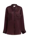 Khaite Womens Almandine Matteo Relaxed-fit Silk Shirt
