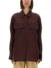 Khaite Matteo Shirt With Button-front And Flap Pocket In Brown
