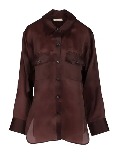 Khaite Matteo Organza Shirt In Brown