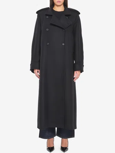 Khaite Maxi Doublebreasted Coat In Black